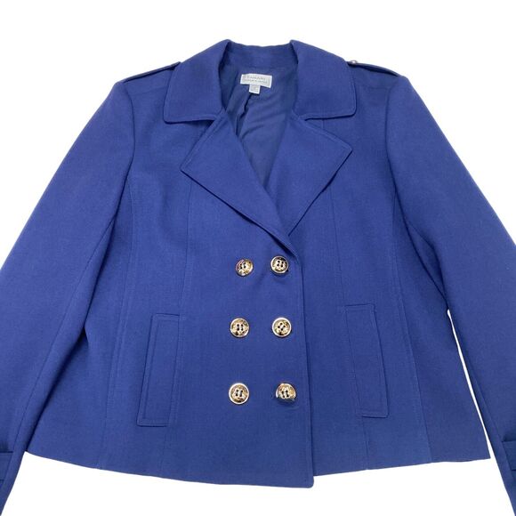 Tahari by Arthur S. Levine Peacoat Jacket Women's Size 16 Blue Double Breasted - Picture 12 of 16